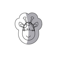 sticker monochrome contour with male giraffe head vector illustration