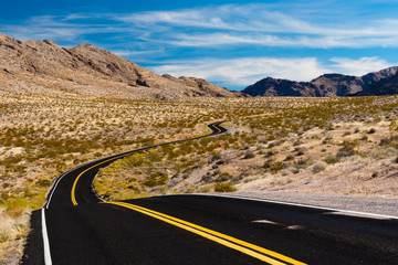 Fototapeta na wymiar Road in the desert of Nevada, USA