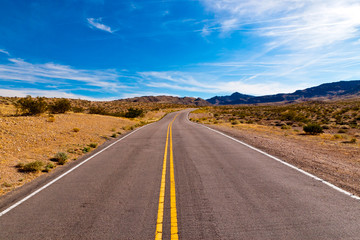 Fototapeta na wymiar Road in the desert of Nevada, USA