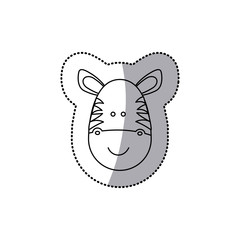sticker monochrome contour with male zebra head vector illustration