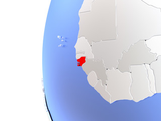 Guinea-Bissau on metallic globe