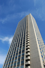 low angle view of modern apartment skyscraper