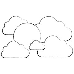 silhouette clouds with sun icon, vector illustraction design image
