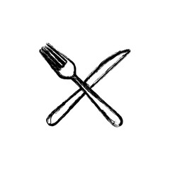 sticker white knife and fork icon, vector illustraction design image