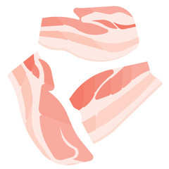 Bacon isolated on white background, flat illustration