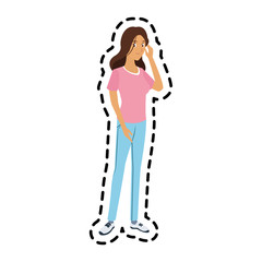 pretty young woman icon image vector illustration design 