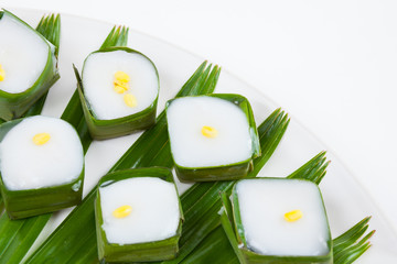 Thai dessert Pudding with coconut topping