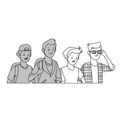 group of handsome cool young men icon image vector illustration design 