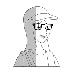 pretty young woman with baseball hat and glasses  icon image vector illustration design 
