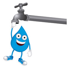 drop with face in the faucet icon, vector illustraction design