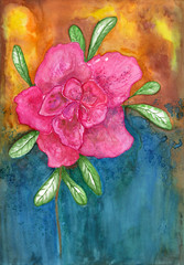 Azalea / watercolour flower on the colourful background.