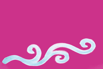 Obraz premium Beautiful old pink bright background with curvy hand drawn decoration