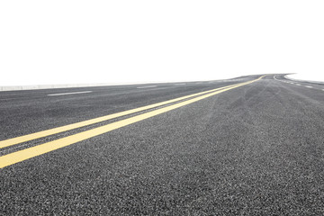 New asphalt road on white background