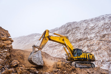 Big yellow excavator