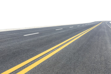 New asphalt road on white background