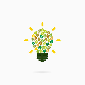 Think green idea concept logo.Abstract green bulb light logo vector design template.Business and industrial education idea concept.