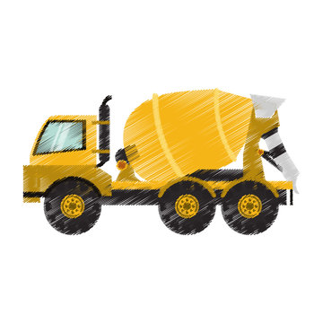 cement truck heavy construction machinery icon image vector illustration design 