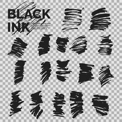 Fototapeta premium Abstract background. Set of vector ink strokes with a dry brush.