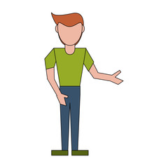 Fototapeta premium abstract faceless man pointing to the side with arms icon image vector illustration design 