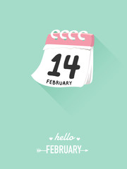 14th february on calendar for valentine concept.