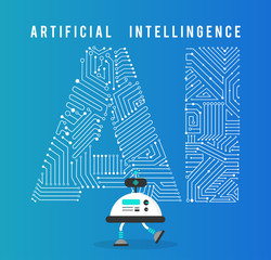 Robot with intelligence artificia concept.