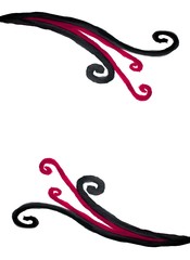 Watercolor brush drawn victorian vintage elements on white