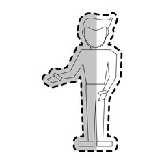 abstract faceless man pointing to the side icon image vector illustration design 