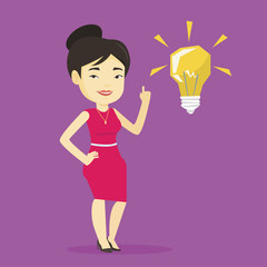 Student pointing at idea bulb vector illustration