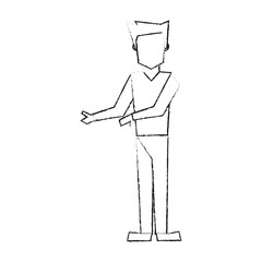 abstract faceless man pointing to the side icon image vector illustration design 