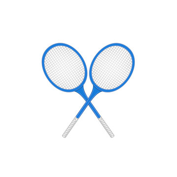 Crossed tennis rackets in retro design 
