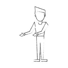 abstract faceless man pointing to the side icon image vector illustration design 