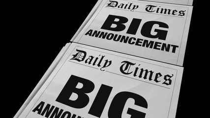 Big Announcement News Story Headline Newspaper 3d Animation