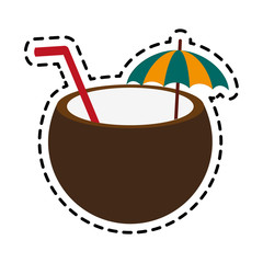 coconut tropical cocktail icon image vector illustration design 