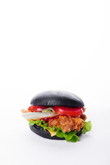 Black burger with chicken