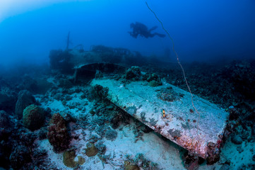 Japanese airplane bomber in the deep of Pacific ocean