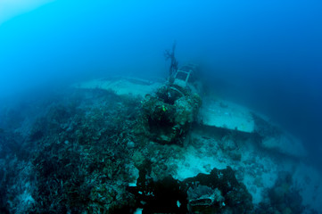 Japanese airplane bomber in the deep of Pacific ocean
