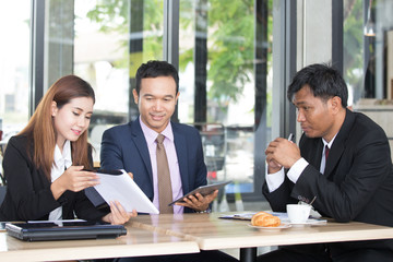 Asia business people or businessman and businesswoman working, Protrait business concept.