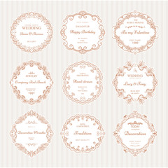 Collection of hand drawn wreaths. Cute template design elements. Vector illustration.