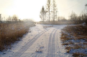 Fototapeta premium sunrise over the rural road