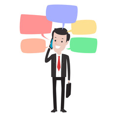 Vector Illustration of Business Man talking on the Phone