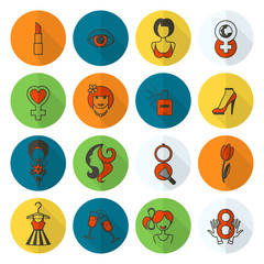 Womans Day Icon Set