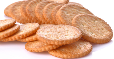 Crackers on a white background