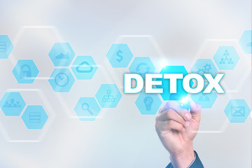 Medical doctor drawing detox on the virtual screen.