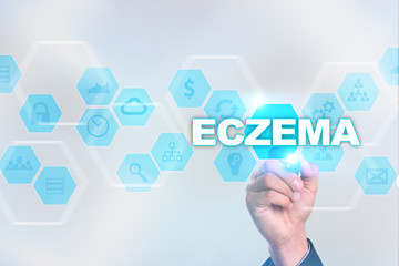Medical doctor drawing eczema on the virtual screen.