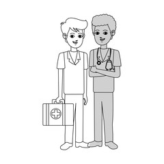 medical doctors cartoon icon over white background. vector illustration