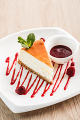 cheesecake with berry sauce