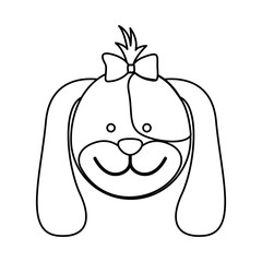 figure face dog ribbon bow head icon, vector illustation design image