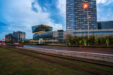 Fototapeta premium Railroad Platform from modern railway station in city of China.