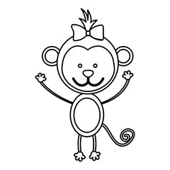 figure teddy monkey bow head, vector illustration design