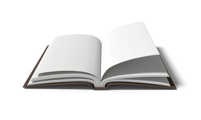blank white book on isolated white background in 3D rendering